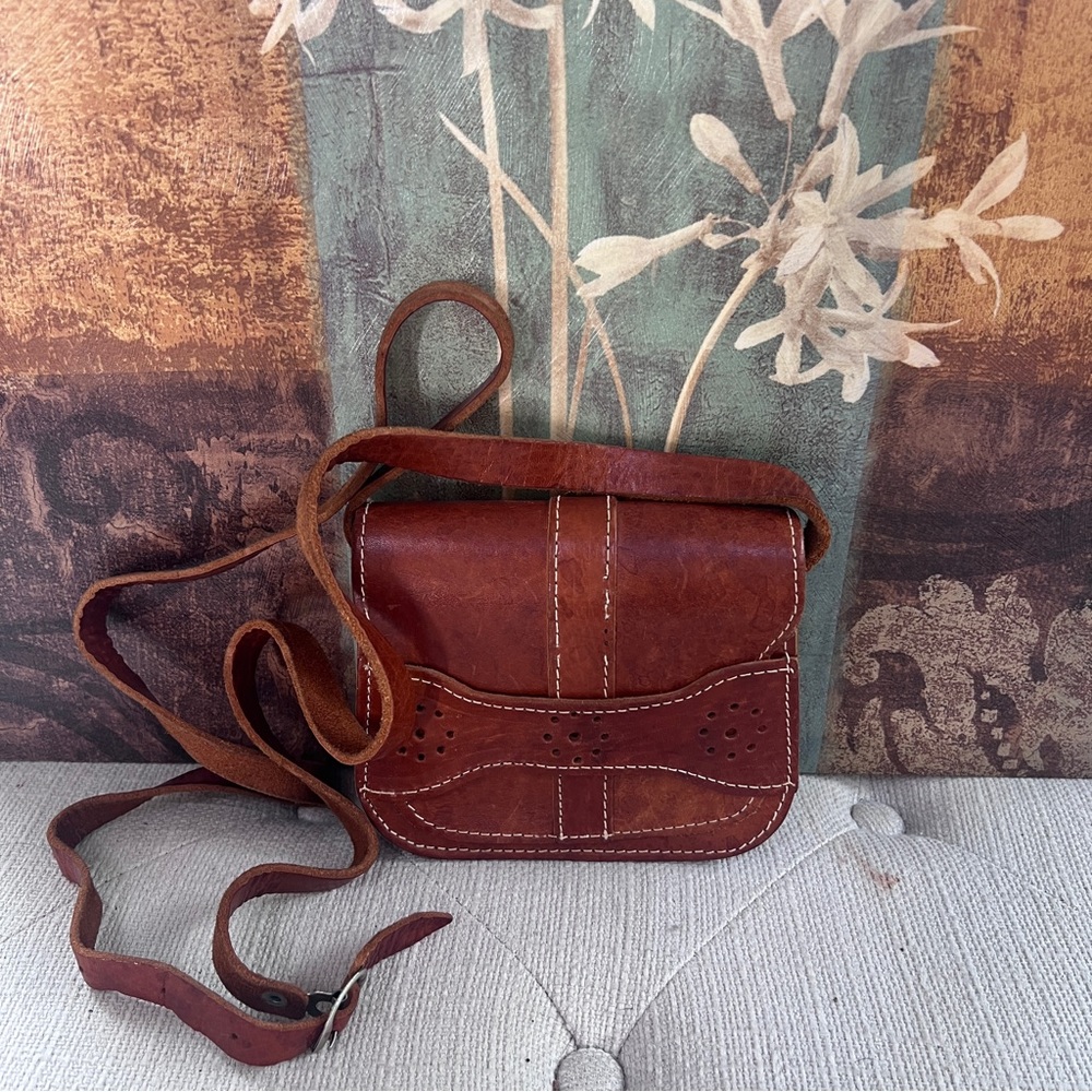 Women's Brown Leather saddle bag crossbody purse
